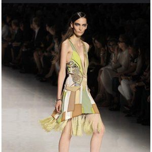 Etro Fringe Hem Multicolored Patterned Dress Runway Women's IT 42/US 6